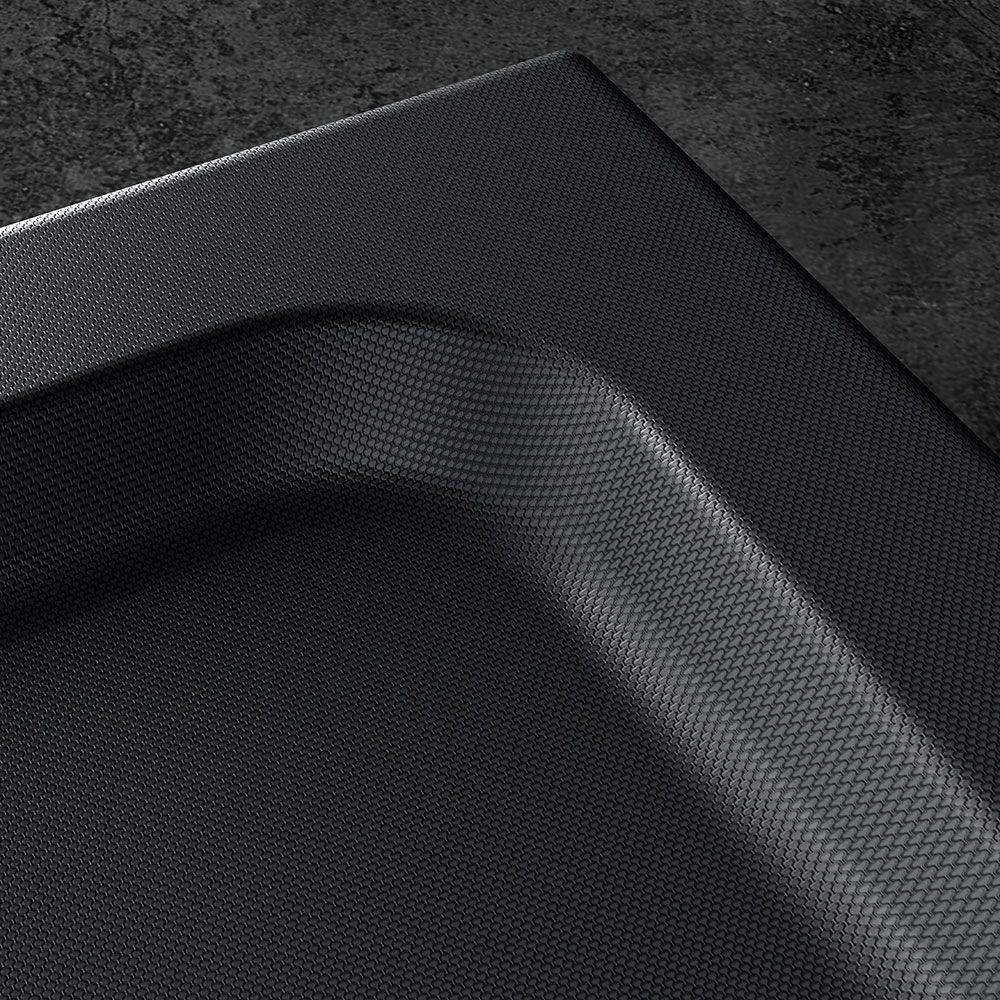 Close up of black anti slip shower tray