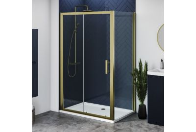 Modern brass single sliding shower enclosure