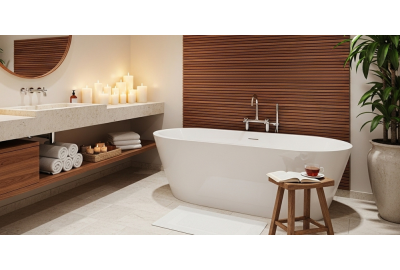 Stylish bathroom with bath as the centre piece