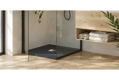Shower enclosure with black square shower tray