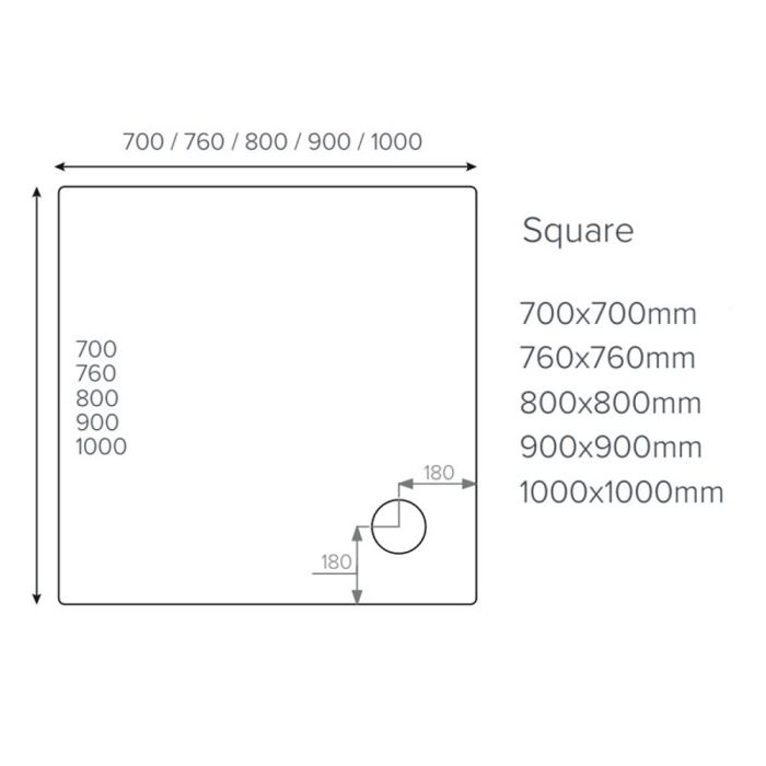 Aqua i Classic 80mm High Square Shower Tray 900mm x 900mm