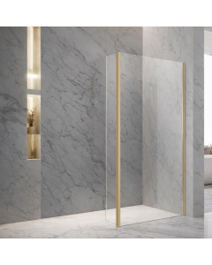 Aqua i 8 Wetroom 270 Degree Flipper Panel 300mm x 2000mm High Brushed Brass