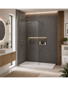 1800mm x 900mm Gunmetal Wetroom 10mm Shower Screens Shower Enclosure and Shower Tray