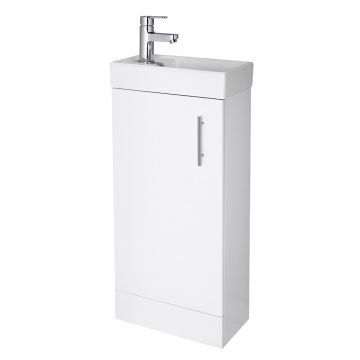 Polar 400mm Floor Standing Cabinet & Basin - Gloss White