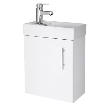 Polar 400mm Wall Hung Cabinet & Basin - Gloss White (PBNVX182)
