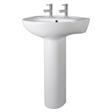Aqua i Varda 550mm 2 Tap Hole Basin & Pedestal