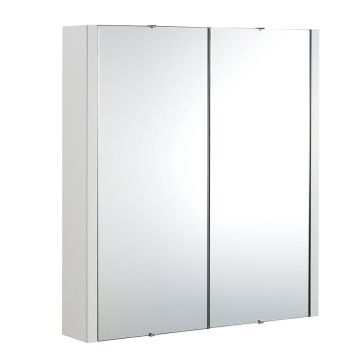 Polar 600mm 2 Door Mirror Cabinet - Gloss White