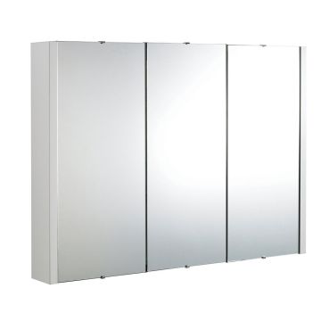 Polar 900mm 3 Door Mirror Cabinet - Gloss White