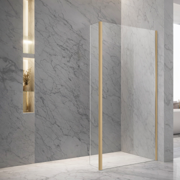 Aqua i 8 Wetroom 270 Degree Flipper Panel 300mm x 2000mm High Brushed Brass