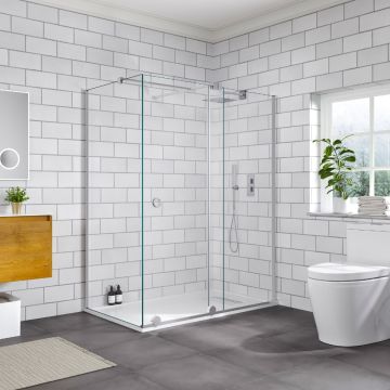 Aqua i Glide 8mm Side Panel 800mm Chrome - 2000mm High