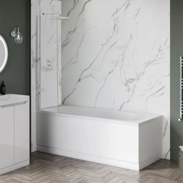 Ai6  Mini Bath Screen - 1400mm x 300mm  Square - Silver 