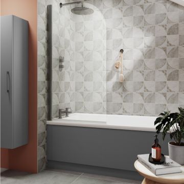 Aqua i 6mm Black Curved Shower Bath Screen 1400mm x 800mm