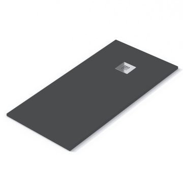 Aqua I Urban Slate Effect Rectangular Shower Tray & Waste 900mm x 760mm - Charcoal Grey 