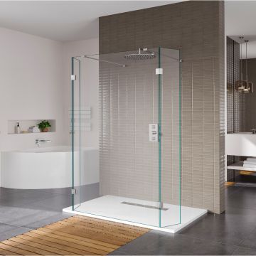 Aqua i Innovation 10mm Walk-in Wetroom with Double Support Arm & Flipper Panels
