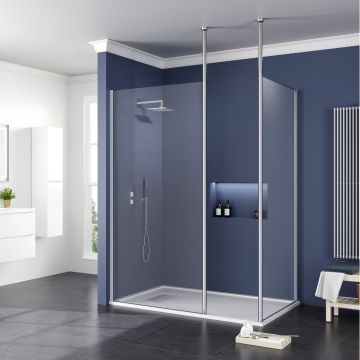 Aqua i Innovation 8mm Walk-in Wetroom with End Panel & Floor to Ceiling Posts