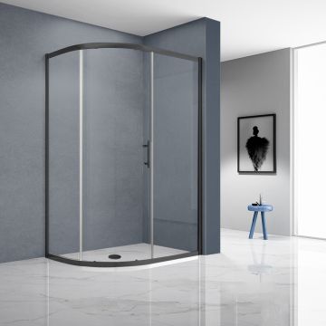 Aqua i 6 Single Door Black Offset Quadrant Shower Enclosure 1000mm x 800mm