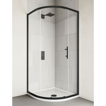 Aqua i 6 Single Door Black Quadrant Shower Enclosure 800mm x 800mm