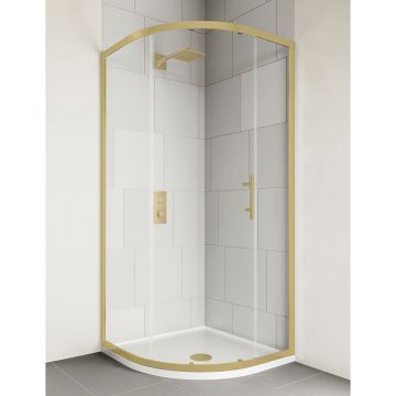 Aqua i 6 Single Door Brushed Brass Quadrant Shower Enclosure 800mm x 800mm