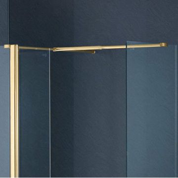 Aqua i Wetroom Support Bar T Piece Connector - Brushed Brass (For 2000mm High Wetrooms)
