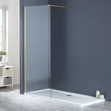 Aqua i 10 Brushed Brass Wetroom Screen Panel 600mm x 2000mm High