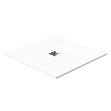 Aqua I Urban Slate Effect Square Shower Tray & Waste 760mm x 760mm - Artic White 