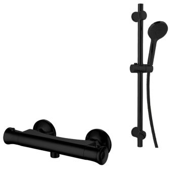 Noveua Islington Thermostatic Bar Shower Valve with Sliding Rail Kit - Matt Black