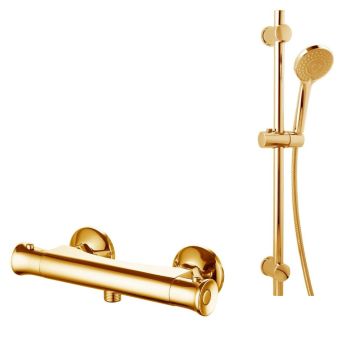 Noveua Islington Thermostatic Bar Shower Valve with Sliding Rail Kit - Brushed Brass