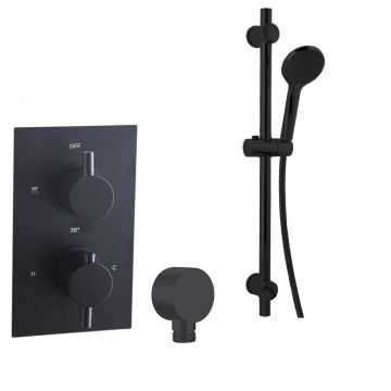Noveua Islington Concealed Thermostatic Shower Valve with Sliding Rail Kit - Matt Black