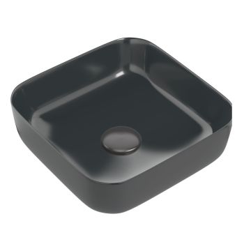 Luxey 400mm Ceramic Square Washbowl & Waste - Matt Black