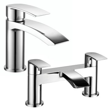 Noveua Aldgate Mono Basin Mixer with Click Clack Waste & Bath Filler Tap Set