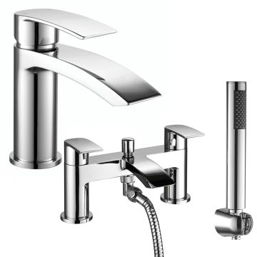 Noveua Aldgate Mono Basin Mixer with Click Clack Waste & Bath Shower Mixer Tap Set