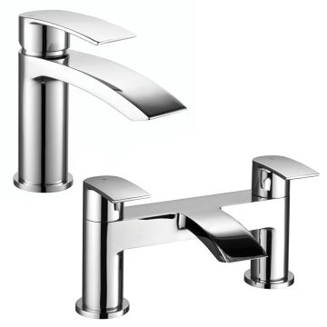 Noveua Aldgate Mini Mono Basin Mixer with Click Clack Waste & Bath Filler Tap Set