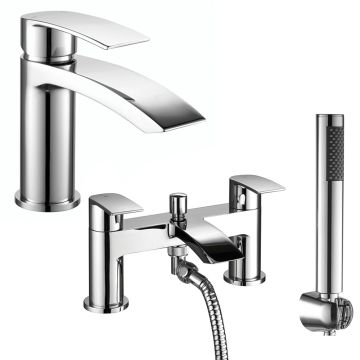 Noveua Aldgate Mini Mono Basin Mixer with Click Clack Waste & Bath Shower Mixer Tap Set