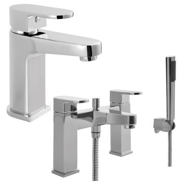 Noveua Archway Mono Basin Mixer with Click Clack Waste & Bath Shower Mixer Tap Set
