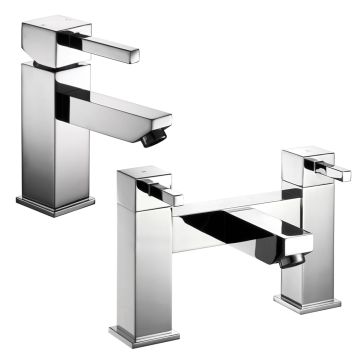 Noveua Barnet Mono Basin Mixer with Click Clack Waste & Bath Filler Tap Set