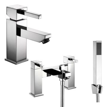 Noveua Barnet Mono Basin Mixer with Click Clack Waste & Bath Shower Mixer Tap Set