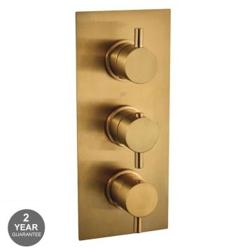 Noveua Islington Round Triple Concealed Shower Valve - Brushed Brass