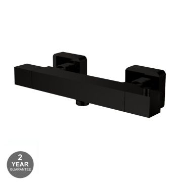 Noveua Mayfair Square Thermostatic Bar Shower Valve - Matt Black