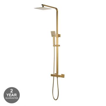 Noveua Mayfair Square Thermostatic Shower Set - Brushed Brass