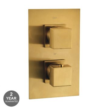 Noveua Mayfair Square Twin Concealed Shower Valve - Brushed Brass