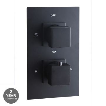 Noveua Mayfair Square Twin Concealed Shower Valve - Matt Black