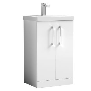 Marcia 500mm 2 Door Freestanding Vanity Unit & Curved Basin - Gloss White 