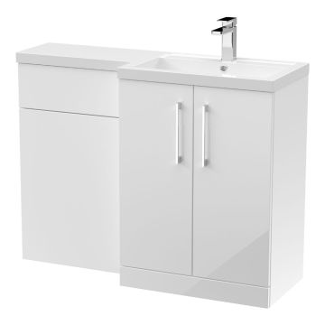 Marcia 1100mm L Shape Combination Unit & Basin Right Hand - White