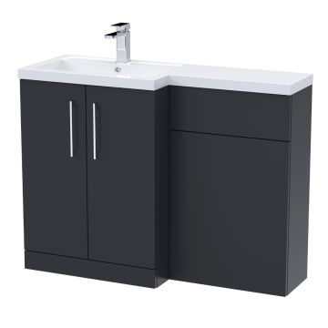 Marcia 1100mm L Shape Combination Unit & Basin Left Hand - Soft Black