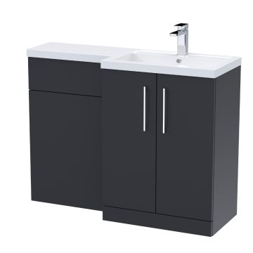 Marcia 1100mm L Shape Combination Unit & Basin Right Hand - Soft Black