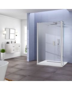 Aqua I innovation 8mm Walk-in Wetroom with Double Support Arm & Fixed Deflector Panels
