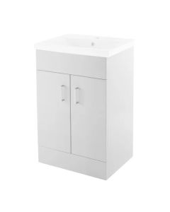Polar Gloss 600mm Basin Unit Complete H800mm W600mm D385mm 