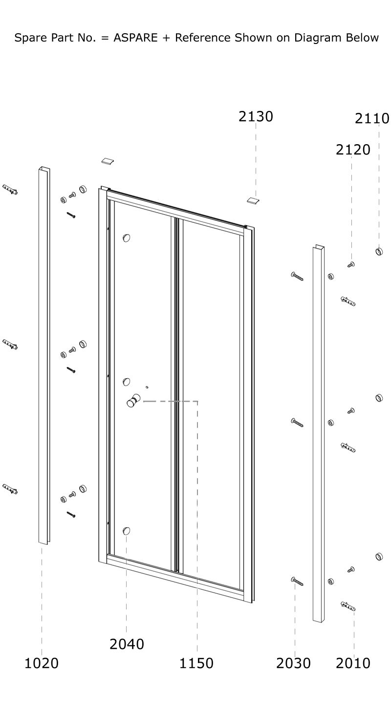 AquaI6 Bifold Shower Door 600mm x 1850mm High