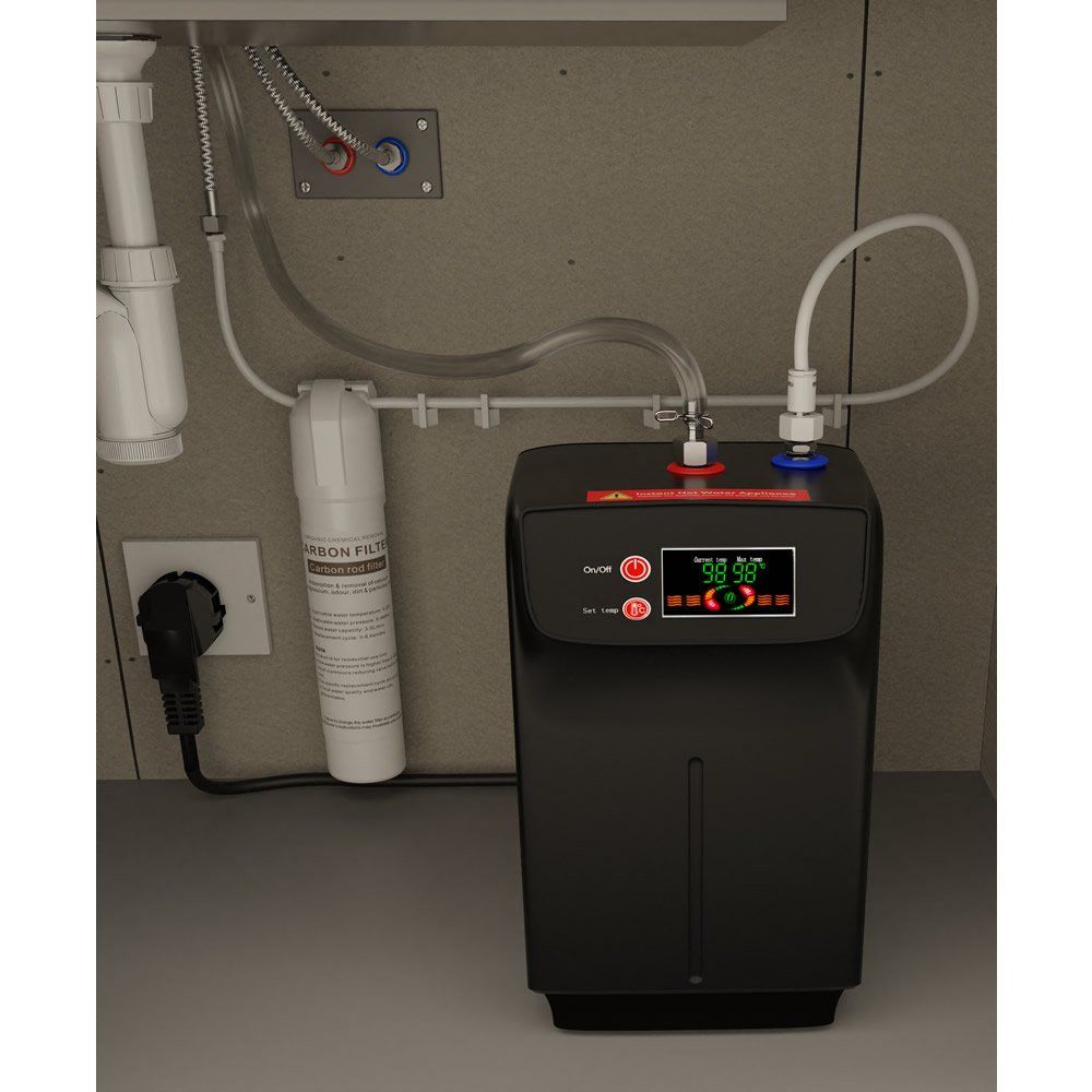 Carmen 3 in 1 Boiling Hot Water Kitchen Sink Mixer Tap Matt Black