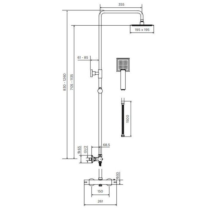 Aqua i Nova Square Thermostatic Shower Set Chrome